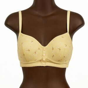 Floral Button-Front Bra in Cream